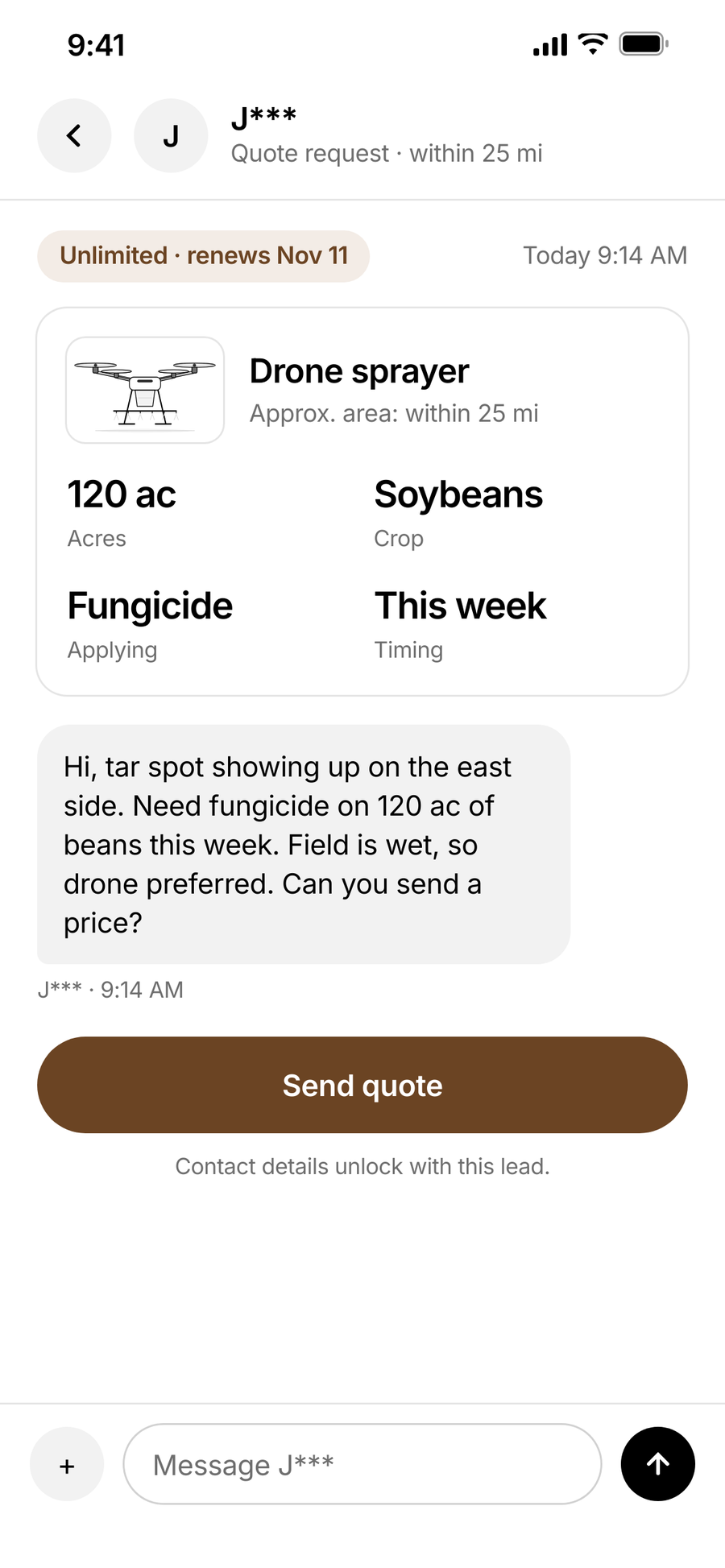 Lead details and messaging