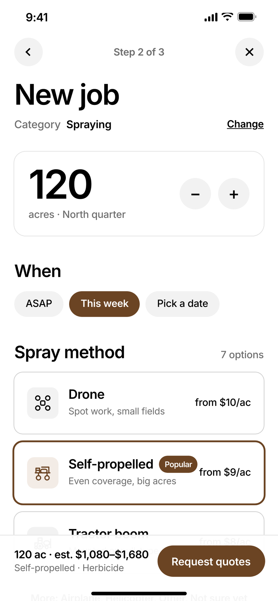 Posting a new spraying job